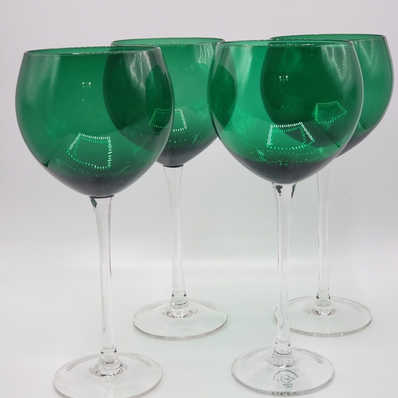 Set Of 4 Lenox Emerald Green Wine Glasses - Picture 2 of 5